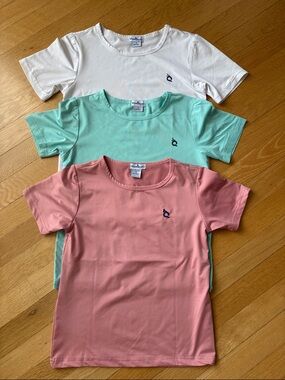 Three-Pack Rash guard boy/girlShort Sleeve White, Mint, Pink by BlueQuail